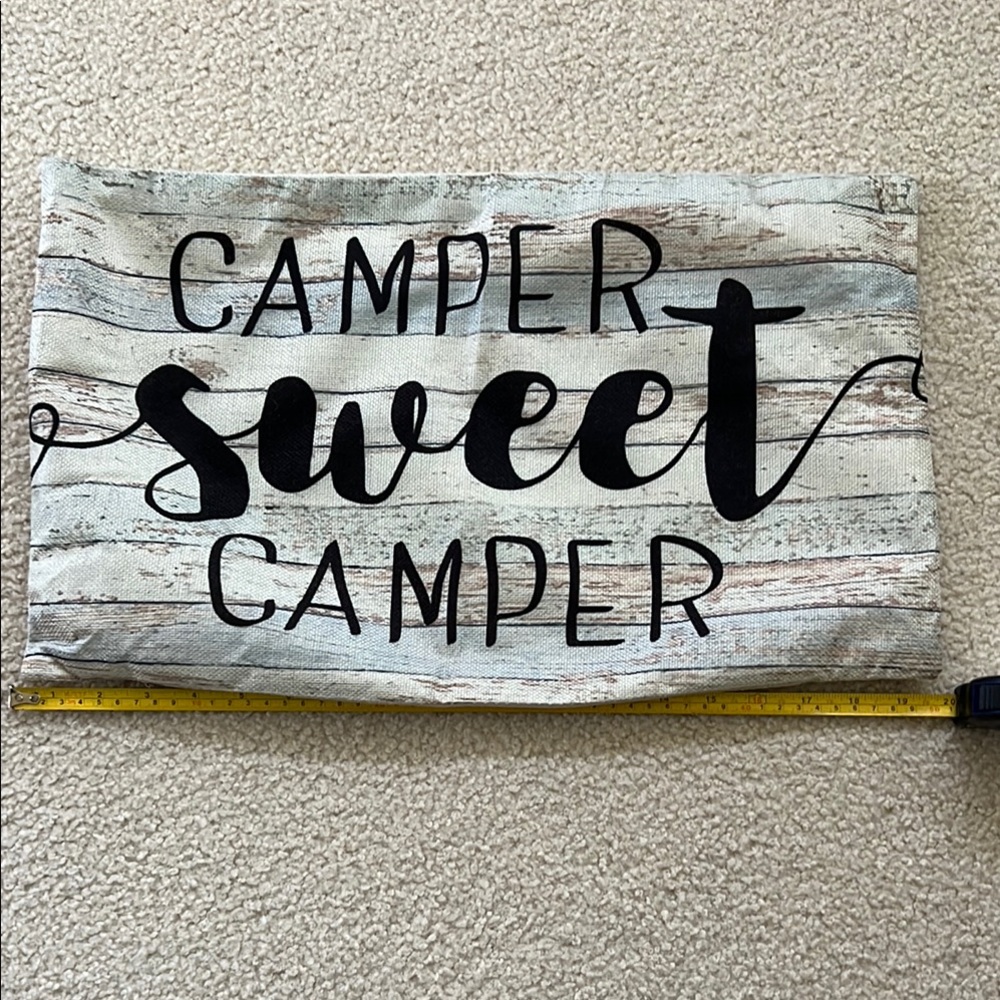 Camper Rustic Text Pillow Cover